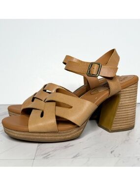Kork Ease Hutton Light Brown Tan Stacked Heel Sandal 10M